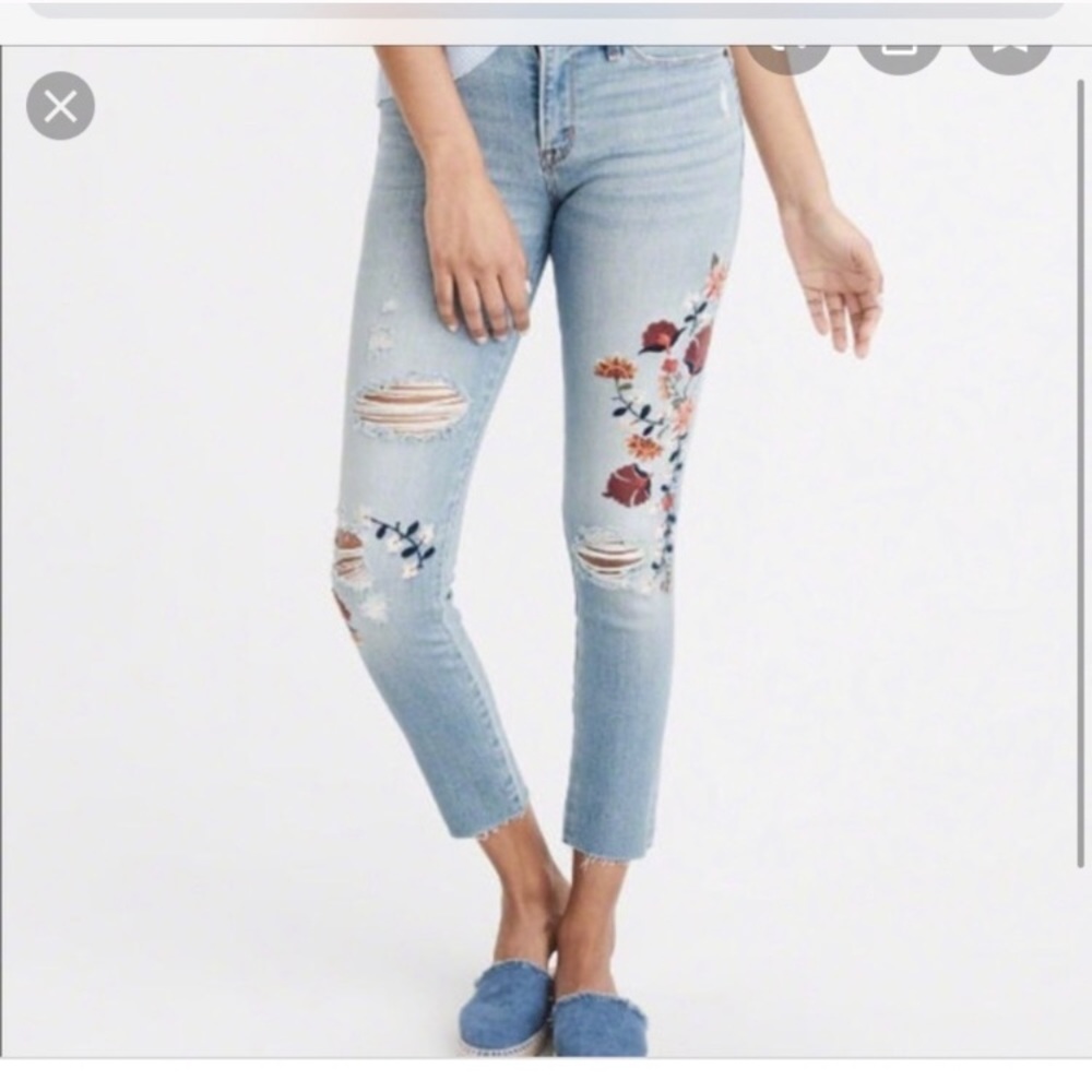 Abercrombie and Fitch embroidered jeans